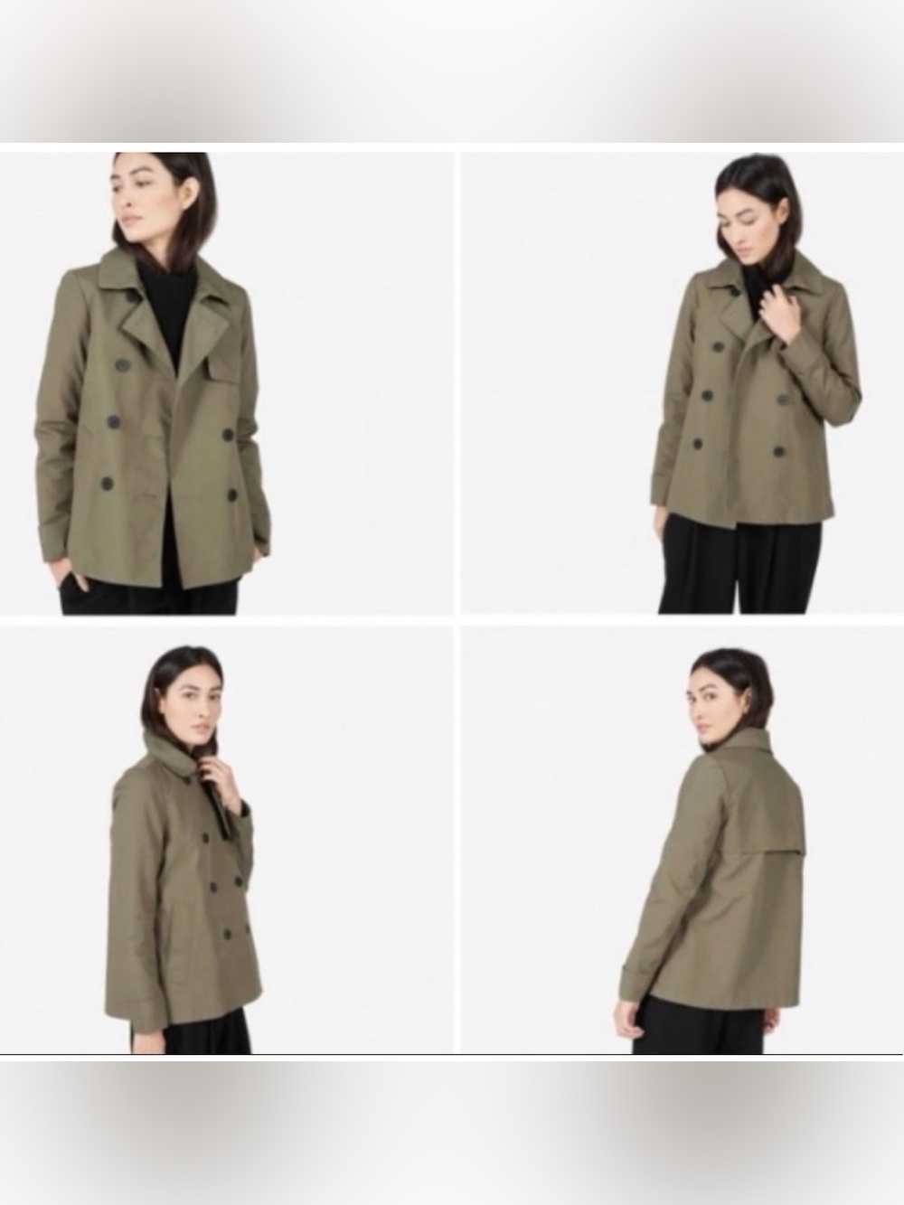 Everlane the Swing Trench Coat Olive Green Double-Breasted Peacoat